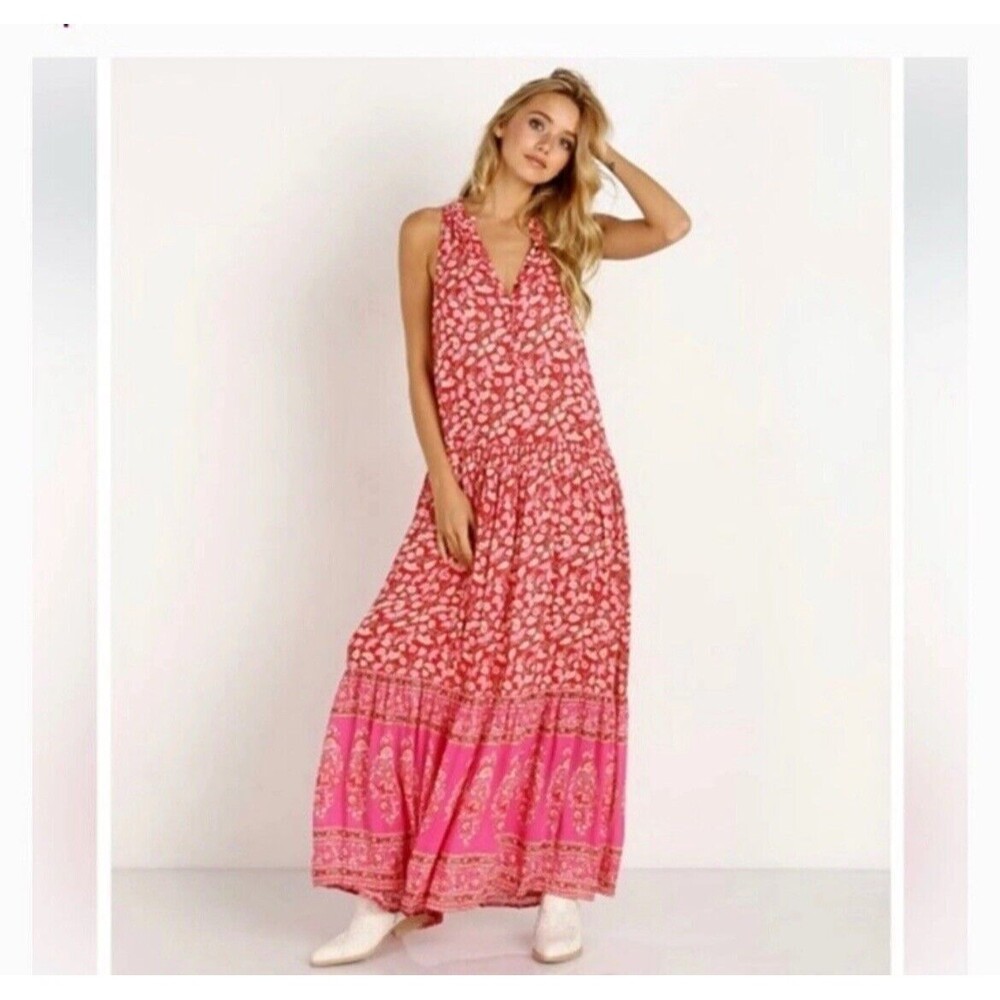 Spell & The Gypsy Collective Size Small Delirium Maxi Dress Red Coral Bohemian